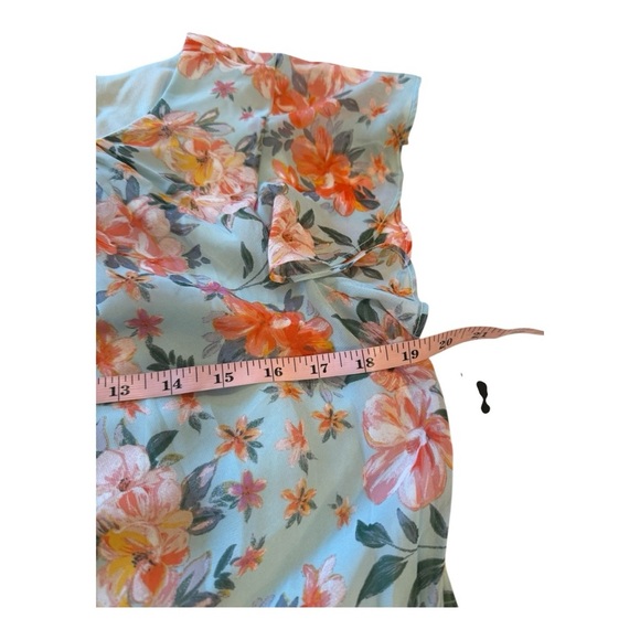 R&K Blue Coral Tiered Ruffle Flutter Sleeve Tie Waist Maxi Dress NEW Feminine - Picture 11 of 14